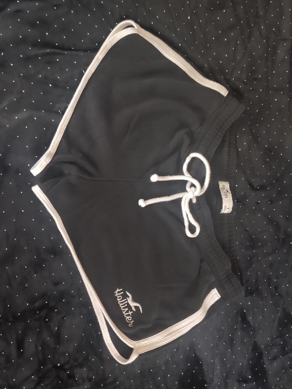 Hollister Black Athletic Shorts with White Trim